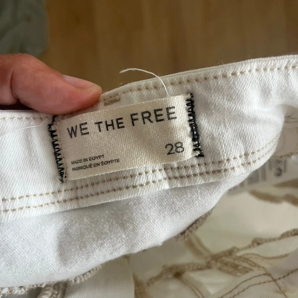 Free People We The Free Libre Wide Leg Jeans White High Rise Denim Size 28